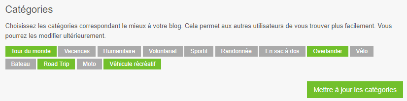 Travel categories for your website
