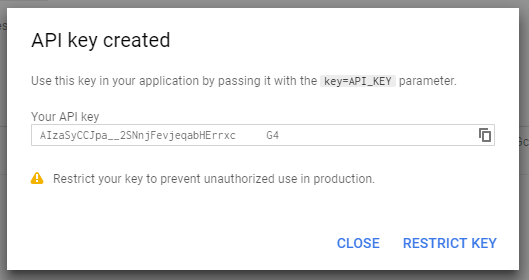 Your API Key has been created