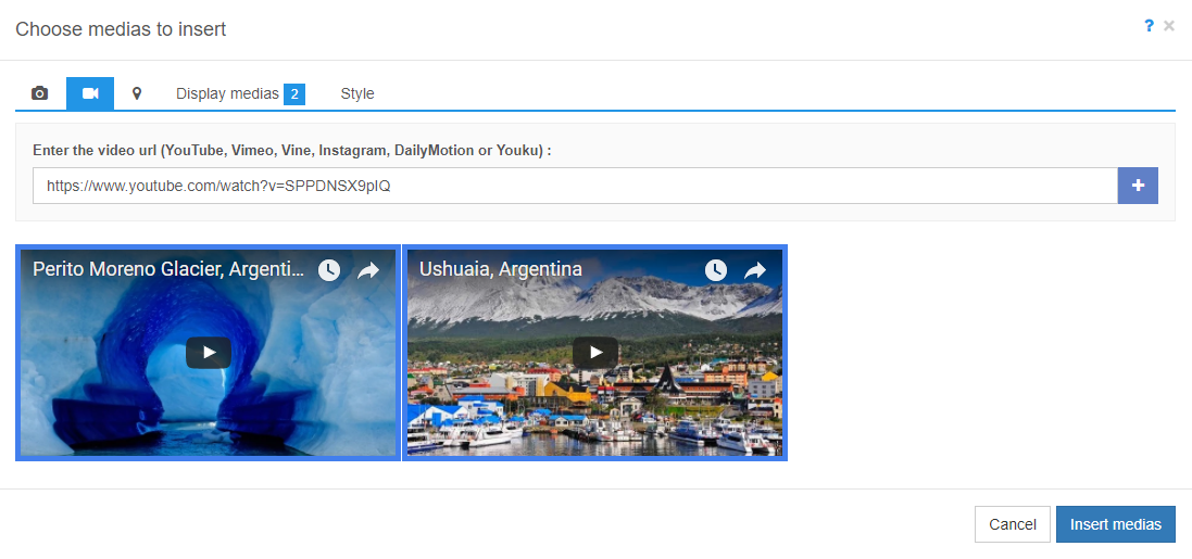 Videos to insert's list