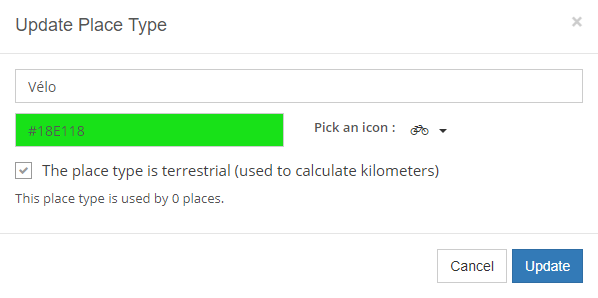 Transport mode update popup