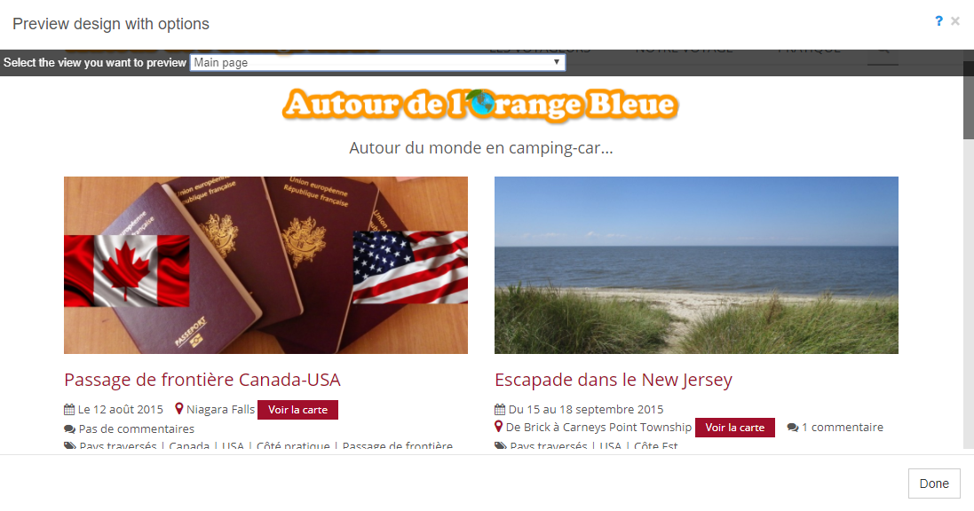 Design preview with different settings
