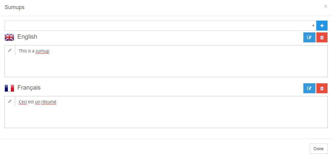 Sumups' list for an article