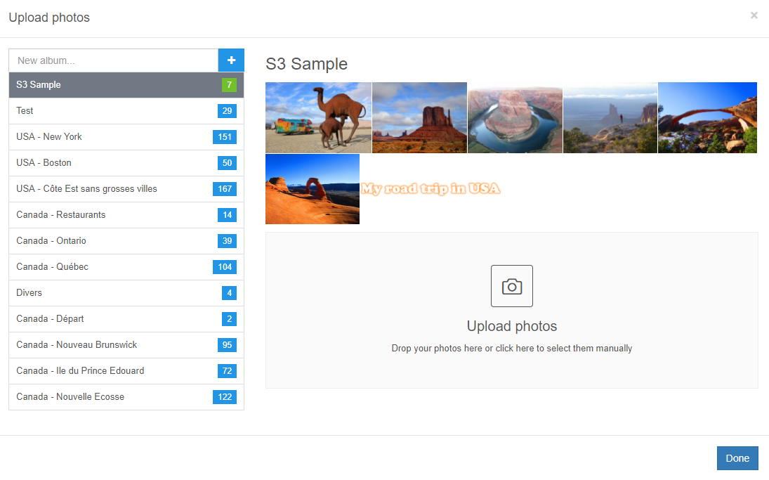 Uploading photos popup